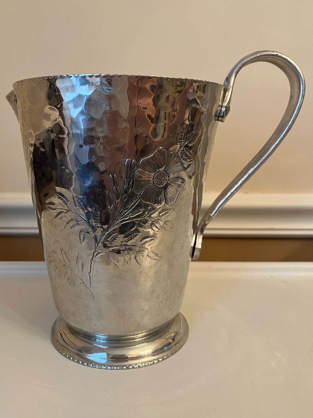 Continental Silver Co. Brilliantone Pitcher with Wild Rose Motif